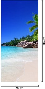Fototapet pentru ușă - Plaja de pe insula Praslin (95x205cm)