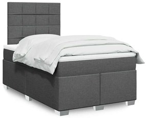 vidaXL Pat box spring cu saltea, gri închis, 120x200 cm, textil
