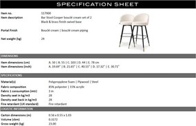 Set de 2 scaune de bar pivotante, design LUX, Bar Stool Cooper crem