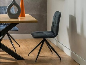 Masa de sufragerie neagra cu blat decor stejar CROSS 180x90