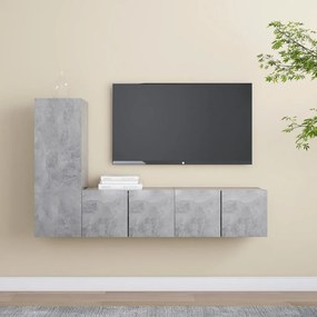 3079093 vidaXL Set de dulapuri TV, 3 piese, gri beton, lemn prelucrat