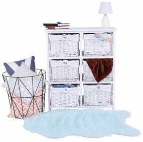 Comoda, lemn rachita material textil, alb, RAFAELLO 6