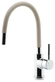 Baterie de chiuvetă cu pipă flexibilă FERRO crom lucios/bej