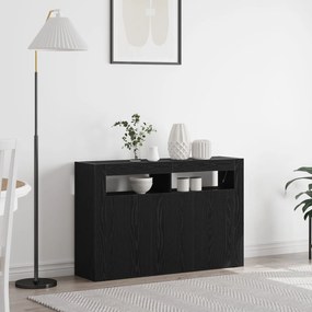 vidaXL Comodă Stejar Negru Lemn Ingineresc 116 x 30 x 75 cm