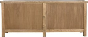 Bufet din lemn de ulm reciclat, natur, cu 4 uși și decor geometric în relief, aspect rustic, finisaj natural, 96 x 230 x 48 cm, „Ervino”