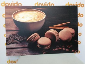 Tablou cafea cu macarons de ciocolată