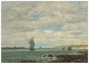 Tablou pe sticlă - Eugène Boudin, Coast of Brittany, reproducere (70x50 cm)