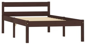 283202 vidaXL Cadru de pat, maro închis, 90 x 200 cm, lemn masiv de pin