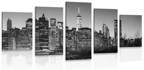 Tablou 5-piese centrul New York-ului în design alb-negru