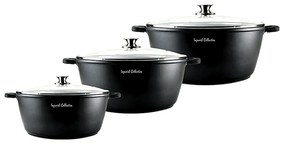 Set oale marmorate cu capac, Imperial Collection IM-CAS3-LM, 3 piese, negru Negru