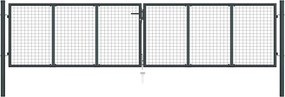 vidaXL Poartă de grădină din plasă, oțel galvanizat, gri, 400x75 cm