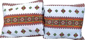 Set 2 fete de perna cu motive traditionale Casa Gino®, din bumbac 100%, dimensiune 40X40 centimetri, model Traditional Clasic