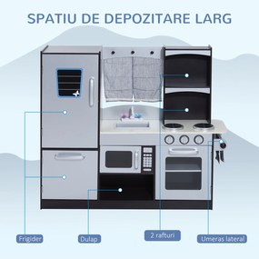 Bucatarie Jucarie HomCom cu Frigider Cuptor, Microunde, Aragaz, Chiuveta | Aosom RO