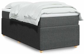 vidaXL Pat box spring cu saltea, gri închis, 90x190 cm, textil