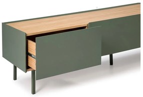 Masă TV verde/în culoare naturală cu aspect de lemn de stejar 180x45 cm Arista – Teulat