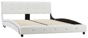 280314 vidaXL Cadru de pat, alb, 140 x 200 cm, piele ecologică