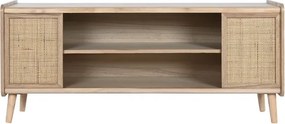 Comoda TV natur , din lemn de paulownia si rattan „Boho Chic”