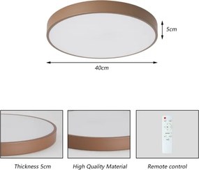 Brilagi - Plafonieră LED dimabilă POOL, 48W, 230V, 3000–6000K, Ø40 cm, maro + telecomandă
