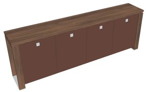 Dulap mic Verno+ 260 x 46 x 90 cm, uși de sticlă, nuc / maro