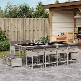 vidaXL Set mobilier de grădină cu perne 13 piese gri deschis poliratan