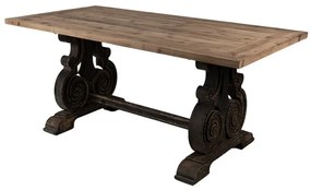 Masă de dining shabby chic, cu finisaj negru antichizat, Château