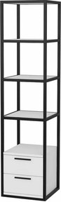 Etajera ROBCOSS, negru/alb, PAL/metal, 39x39x160 cm