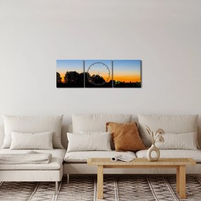 Tablou cu apus de soare (cu ceas) (90x30 cm)