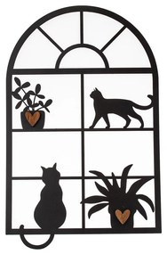 Decorațiune metalică pentru fereastră cu pisici, 30 x 48 cm