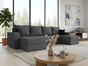 Coltar extensibil in forma de U VALERIO, gri inchis, 305x140 cm