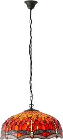 Endon 64082 - Lustru suspendat cu lanț Tiffany DRAGONFLY 3xE27/60W/230V diametru 50 cm