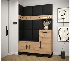 Set mobilier pentru hol Amanda 10 (Stejar artisan + piele ecologică Negru). 1085946