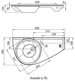 Ravak XJ1L1100000 - Lavoar suspendat AVOCADO 85x45 cm marmură turnată/alb
