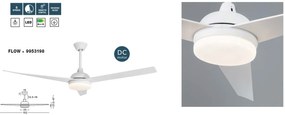 Ventilator de tavan cu telecomanda si iluminat FLOW alb