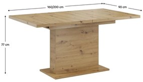 Masă de sufragerie extensibilă Bovata (stejar artisan) (pentru 6-8 persoane). 1097146