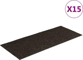 vidaXL Covorașe autoadezive pentru scări, 15 buc., 60x25 cm, maro închis, dreptunghiulare