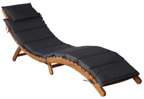 vidaXL Șezlong cu saltea, gri închis, lemn masiv acacia