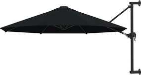 vidaXL Umbrelă de soare de perete cu stâlp metalic, negru, 300 cm