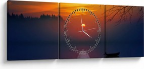 Tablou cu podul în apus de soare (cu ceas) (90x30 cm)