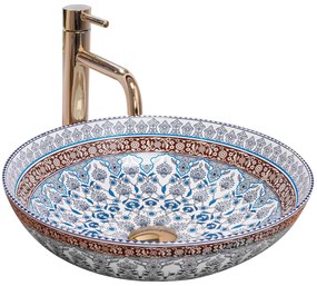 Lavoar Arte motive florale ceramica sanitara Albastru/Maro – 40 cm