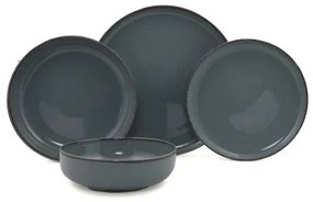 Set de masă 16 piese gri/porțelan