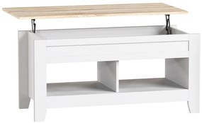 HOMCOM Masă de cafea cu blat rabatabil, masă de living cu rafturi și compartiment ascuns,105 x 50 x 49-62,5 cm alb | Aosom Romania