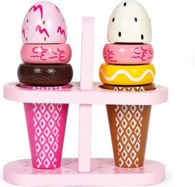 Set de înghețată Velcro din lemn 9 bucăți jucărie de feliere