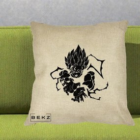 Perna Personalizata Dragon Ball Goku Super Saiyan Silueta, 40x40 cm, Crem, Husa Detasabila, Perna Inclusa, BEKZ®