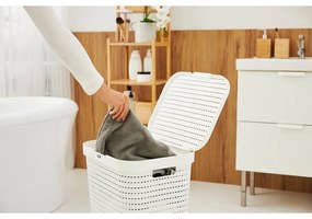 Coș de rufe din plastic alb 55 L Country - Rotho
