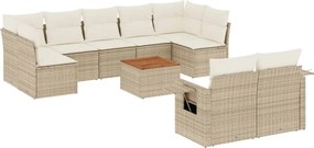 vidaXL Set canapele de grădină cu perne, 10 piese, bej, poliratan