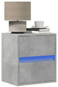 vidaXL Noptieră montată pe perete cu lumini LED, gri beton
