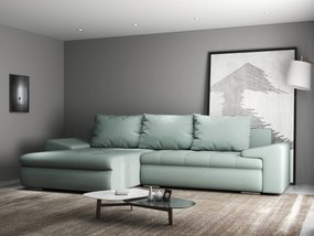 Colțar extensibil dumonde cu ladă de depozitare si sezut confortabil din spuma high-density, Leonardo Enjoy Mint 260x185 cm