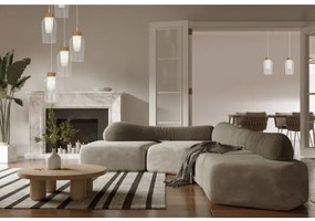 Lustra cu 3 pendule design modern Nora alb/ lemn