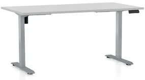 Masa inaltime reglabila OfficeTech B, 160 x 80 cm, bază gri, gri deschis