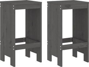 vidaXL Taburete de bar, 2 buc., gri, 40x36x75 cm, lemn masiv de pin